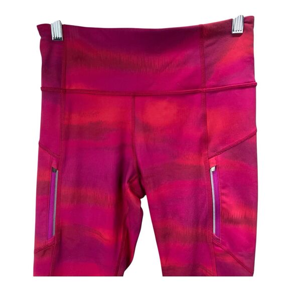 Athleta Rainier Printed Tight SMALL  Yoga Activewear Pink Purple Reflective - Picture 2 of 7